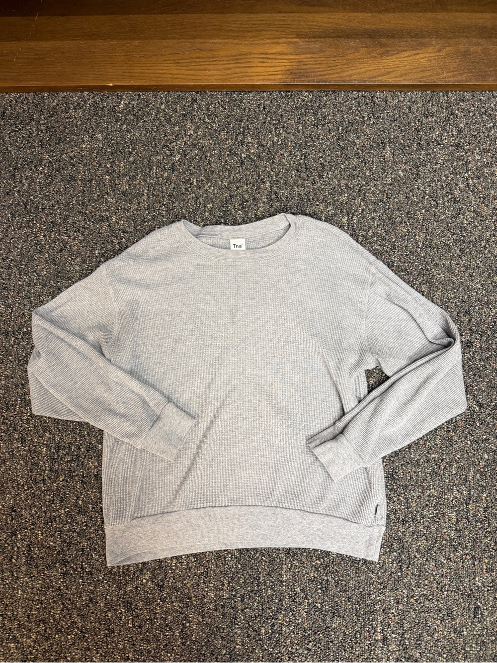 Aritzia TNA Gray Waffle Knit Crewneck longsleeve